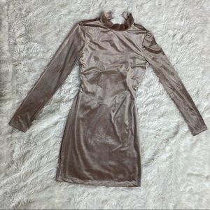 Fashion Nova Velvet Cupcake Dress Taupe, Worn Once